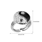 Set of 2 Yin Yang Rings with Zircon