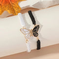 Set of 2 Butterfly Wing Bracelets for Best Friends black and white