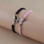 Set of 2 Butterfly Wing Bracelets for Best Friends black and pink