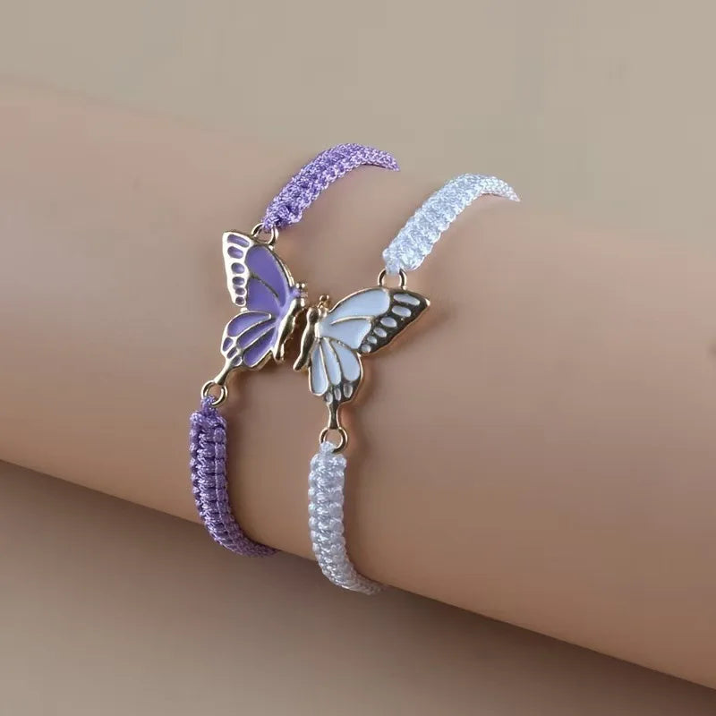 Set of 2 Butterfly Wing Bracelets for Best Friends purple and white
