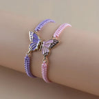 Set of 2 Butterfly Wing Bracelets for Best Friends purple and pink