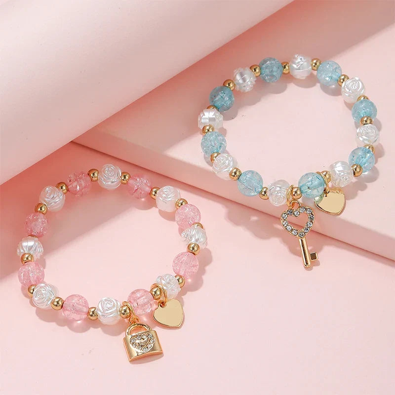 Lot de 2 bracelets clef et cadenas