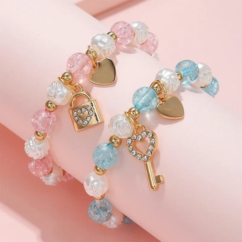 Lot de 2 bracelets clef et cadenas