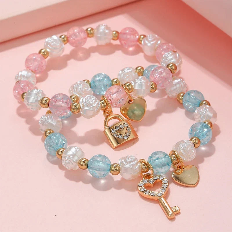 Lot de 2 bracelets clef et cadenas