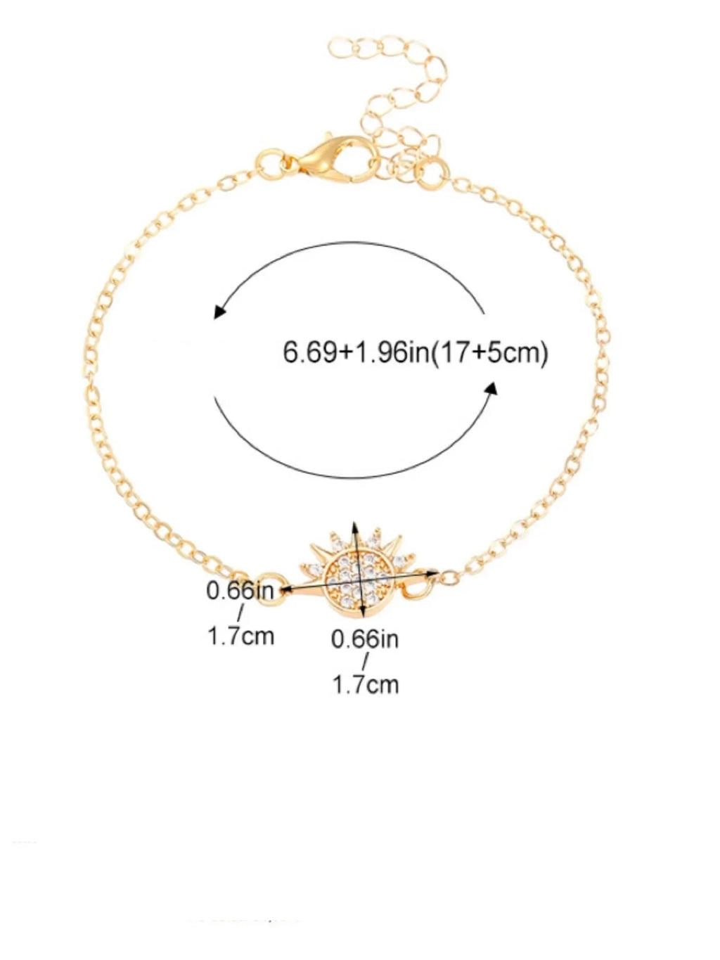 Set of 2 Moon or Sun Zircon Bracelets for Couples