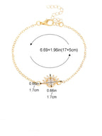 Set of 2 Moon or Sun Zircon Bracelets for Couples