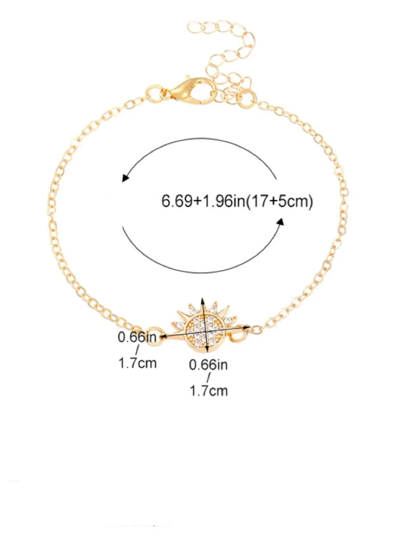 Set of 2 Moon or Sun Zircon Bracelets for Couples