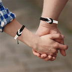 Lot de 2 Bracelets Nœud pour Couple blanc et noir