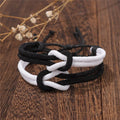Lot de 2 Bracelets Nœud pour Couple blanc et noir