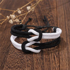Lot de 2 Bracelets Nœud pour Couple blanc et noir