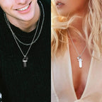 Lot de 2 Colliers avec Pendentif en Pierre pour Couple