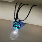 Set of 2 Necklaces with Glowing Moon or Sun Pendant for Couples