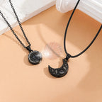 Set of 2 Necklaces with Glowing Moon or Sun Pendant for Couples