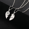 Set of 2 Necklaces with Half-Heart "I Love You" Pendants for Couples in Love