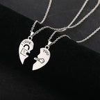 Set of 2 Necklaces with Half-Heart "I Love You" Pendants for Couples in Love