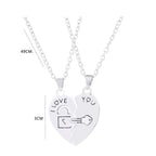 Set of 2 Necklaces with Half-Heart "I Love You" Pendants for Couples in Love 