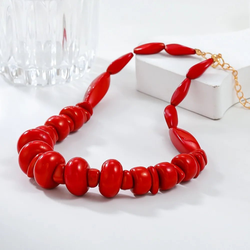 Lot de 2 colliers corail rouge