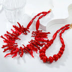 Lot de 2 colliers corail rouge