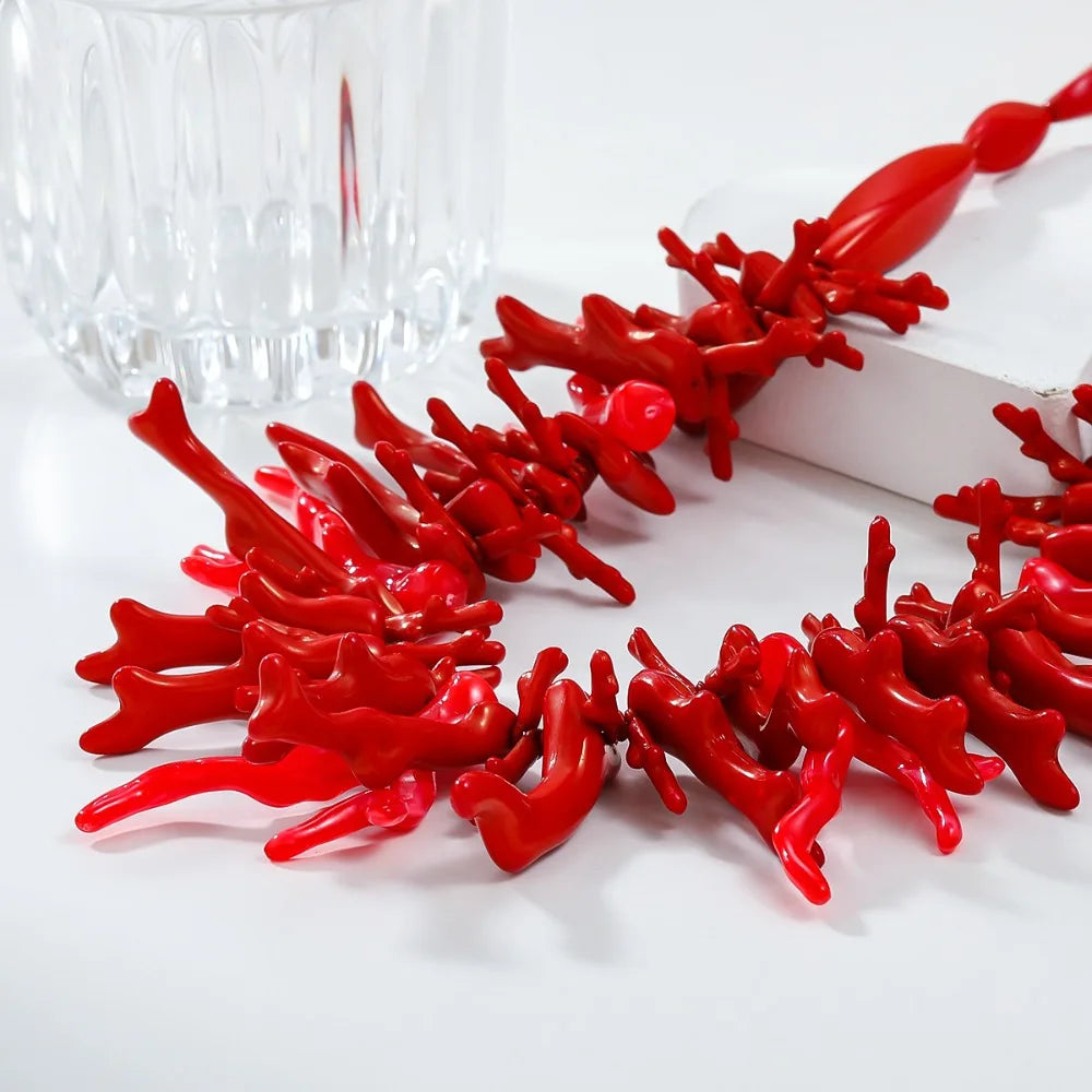 Lot de 2 colliers corail rouge