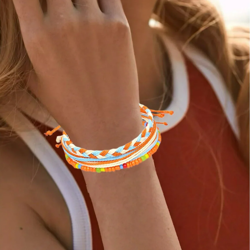 Lot de 3 Bracelets Brésiliens Colorés Imperméables orange