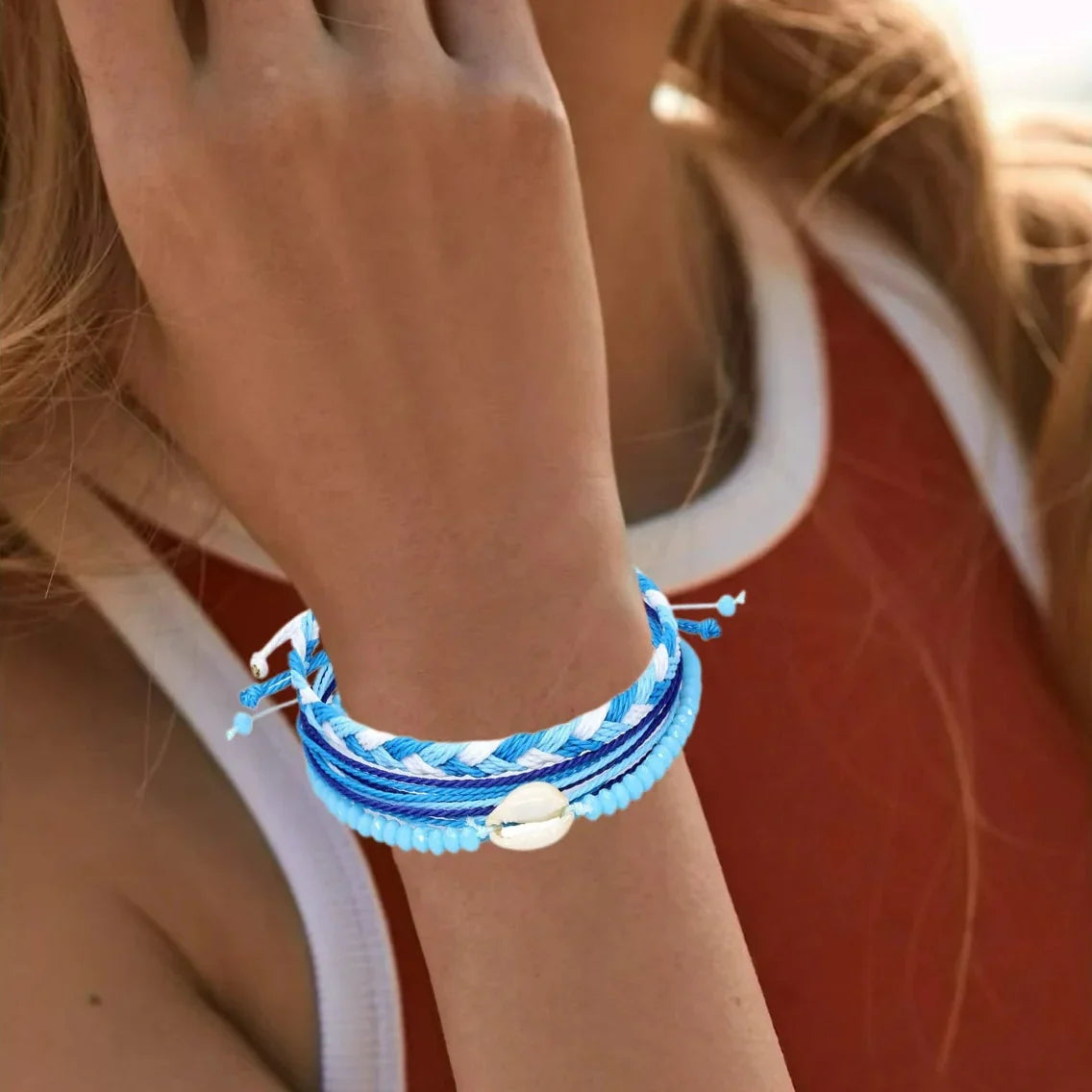 Lot de 3 Bracelets Brésiliens Colorés Imperméables bleu turquoise