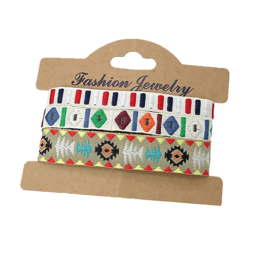 Lot de 3 Bracelets Brésiliens Style Ethnique Fait Main multicolore