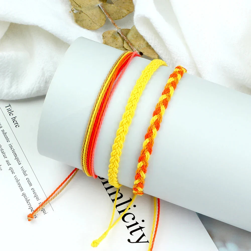 Lot de 3 Bracelets Brésiliens Tressés Imperméables jaune