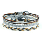 Lot de 3 Bracelets Brésiliens Tressés Imperméables gris