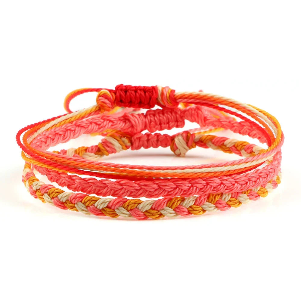 Lot de 3 Bracelets Brésiliens Tressés Imperméables orange