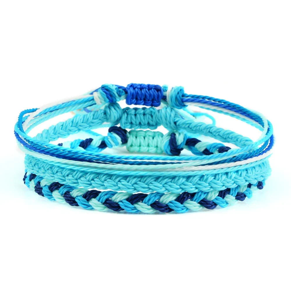 Lot de 3 Bracelets Brésiliens Tressés Imperméables turquoise