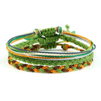 Lot de 3 Bracelets Brésiliens Tressés Imperméables vert et orange