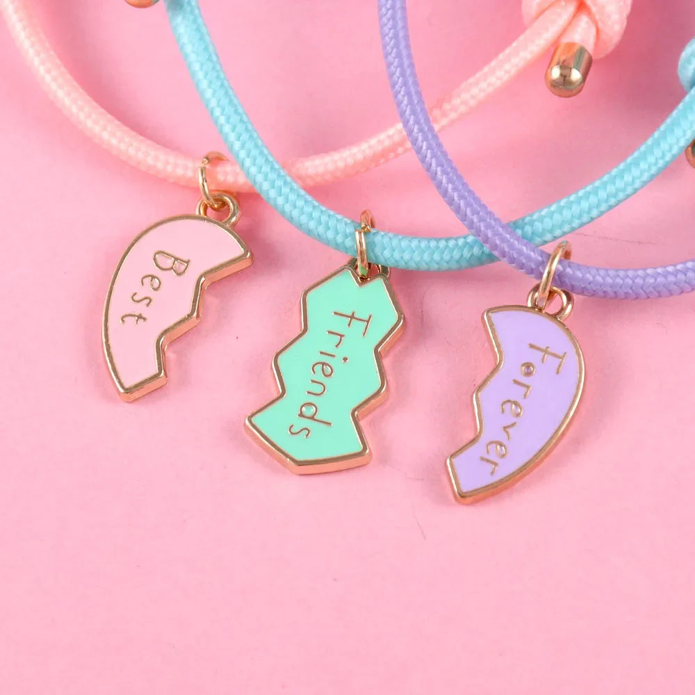 Set of 3 Rope Bracelets for Trio of Best Friends silver