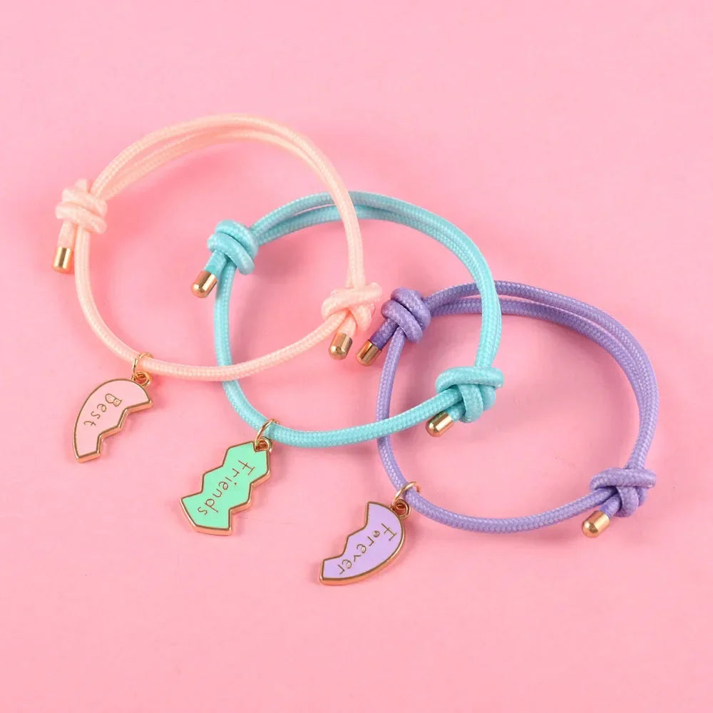 Set of 3 Rope Bracelets for Trio of Best Friends gold
