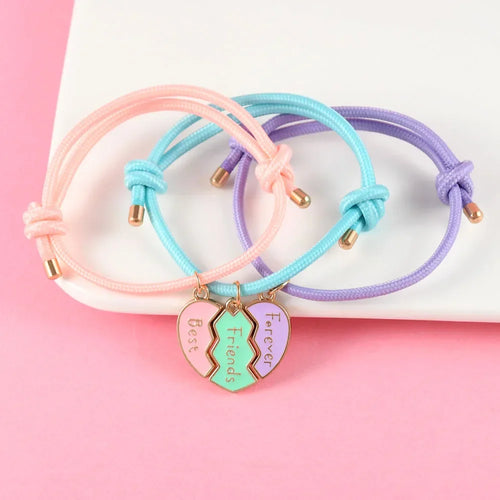 Set of 3 Rope Bracelets for Trio of Best Friends gold
