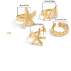 Lot de 4 bagues coquillage et étoiles de mer