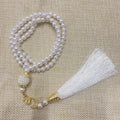 Misbaha 99 Perles - Chapelet de Prière Islamique avec Pompon blanc