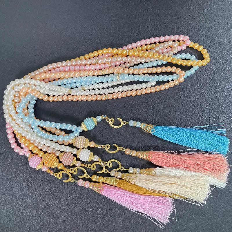 Misbaha 99 Perles - Chapelet de Prière Islamique avec Pompon