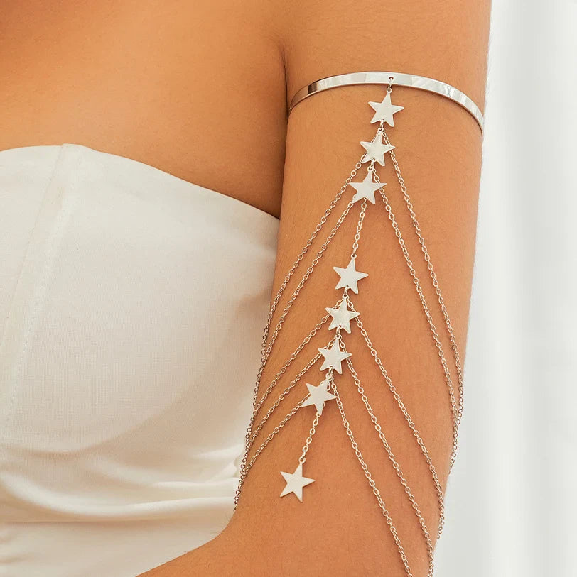 Upper Arm Ornament - Bicep Jewelry and Chain Arm Bracelet for Women silver