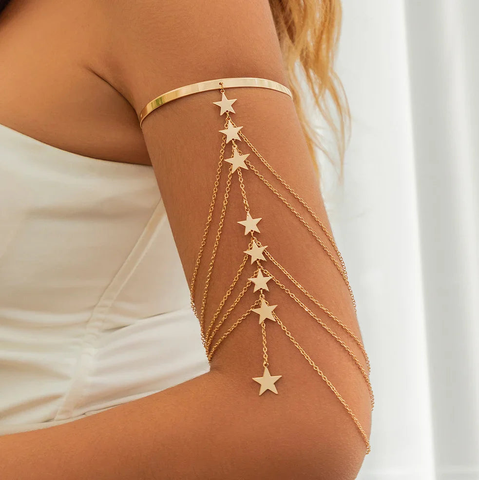 Upper Arm Ornament - Bicep Jewelry and Chain Arm Bracelet for Women gold