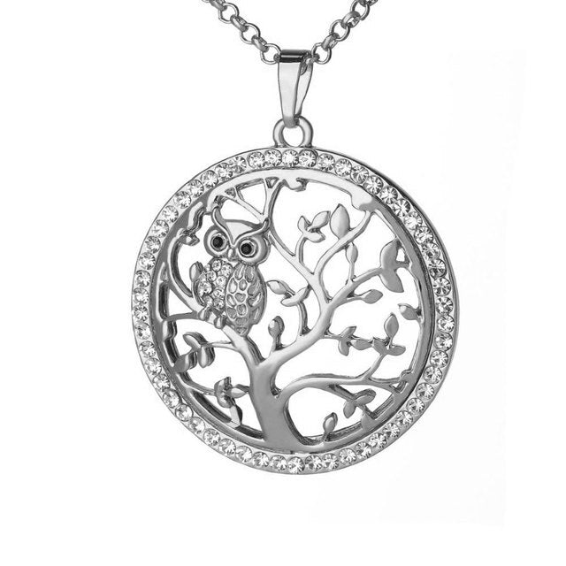 White Gold and Silver Tree of Life Pendant