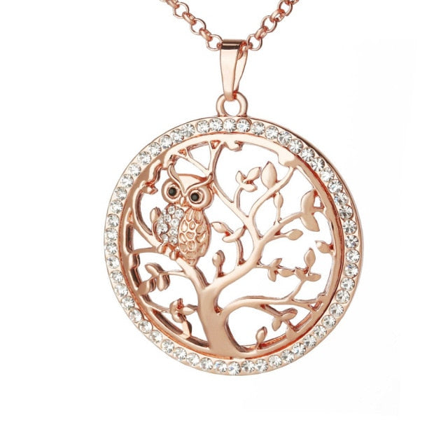 White Gold and Rose Gold Tree of Life Pendant