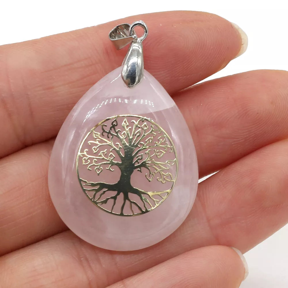 Natural Stone Ball Pendant Tree of Life