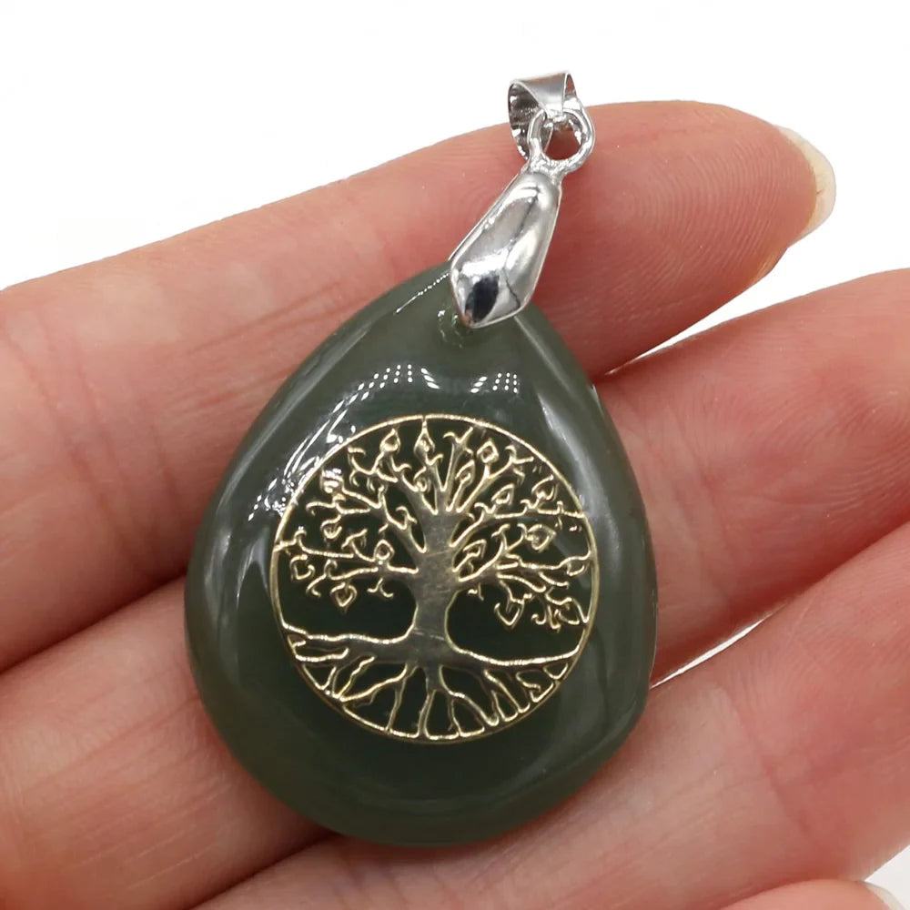 Natural Stone Ball Pendant Tree of Life