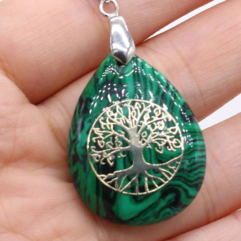 Natural Stone Ball Pendant Tree of Life