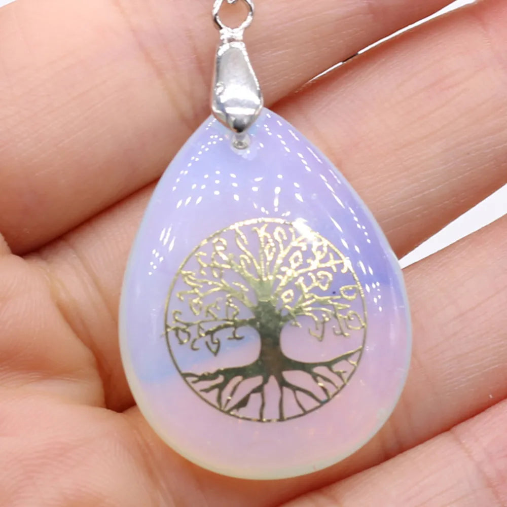 Natural Stone Ball Pendant Tree of Life