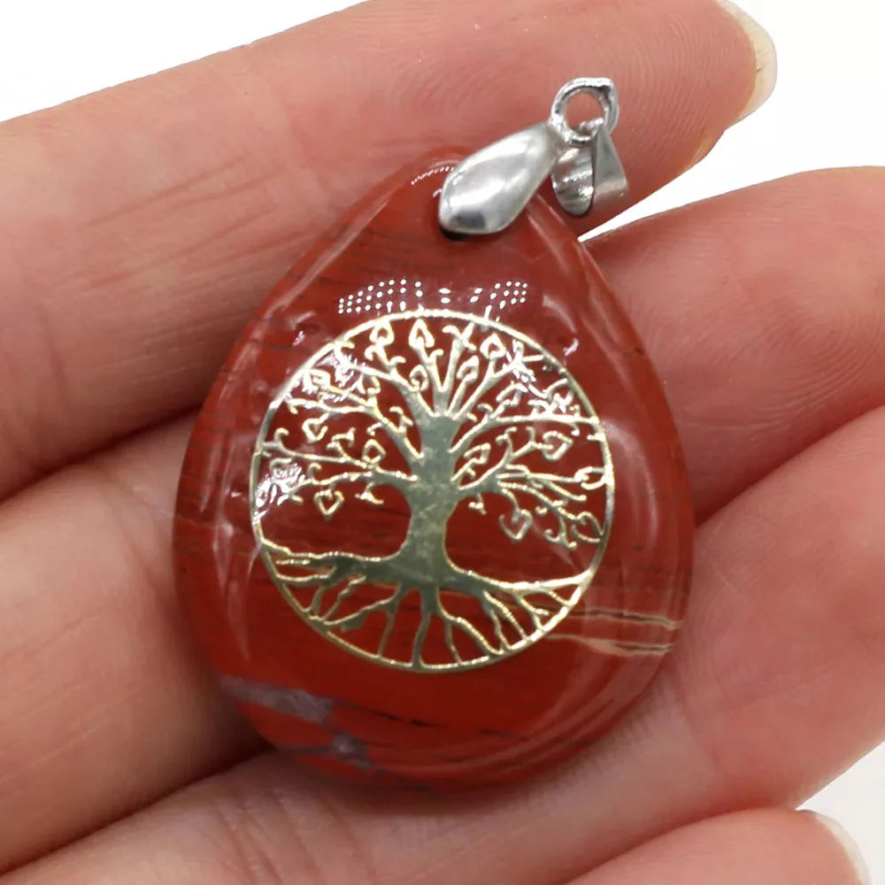 Natural Stone Ball Pendant Tree of Life