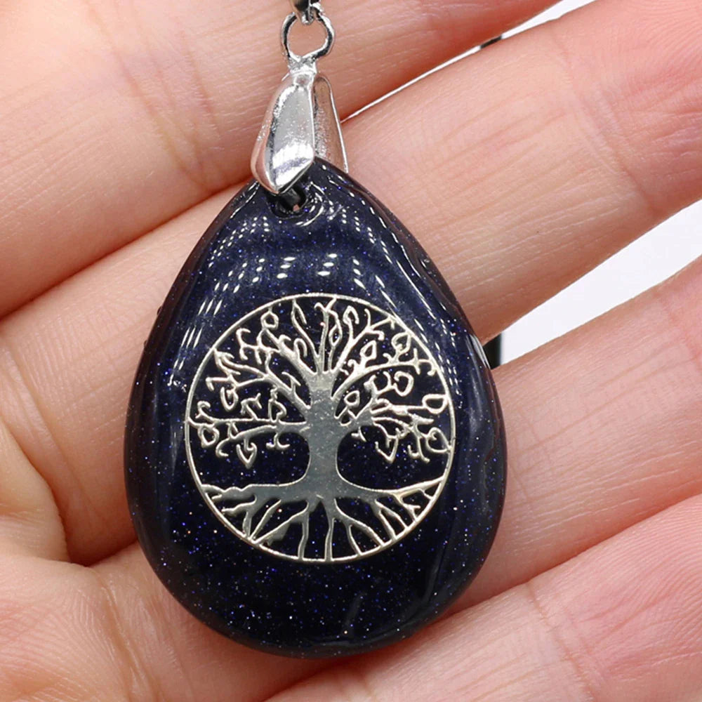 Natural Stone Ball Pendant Tree of Life
