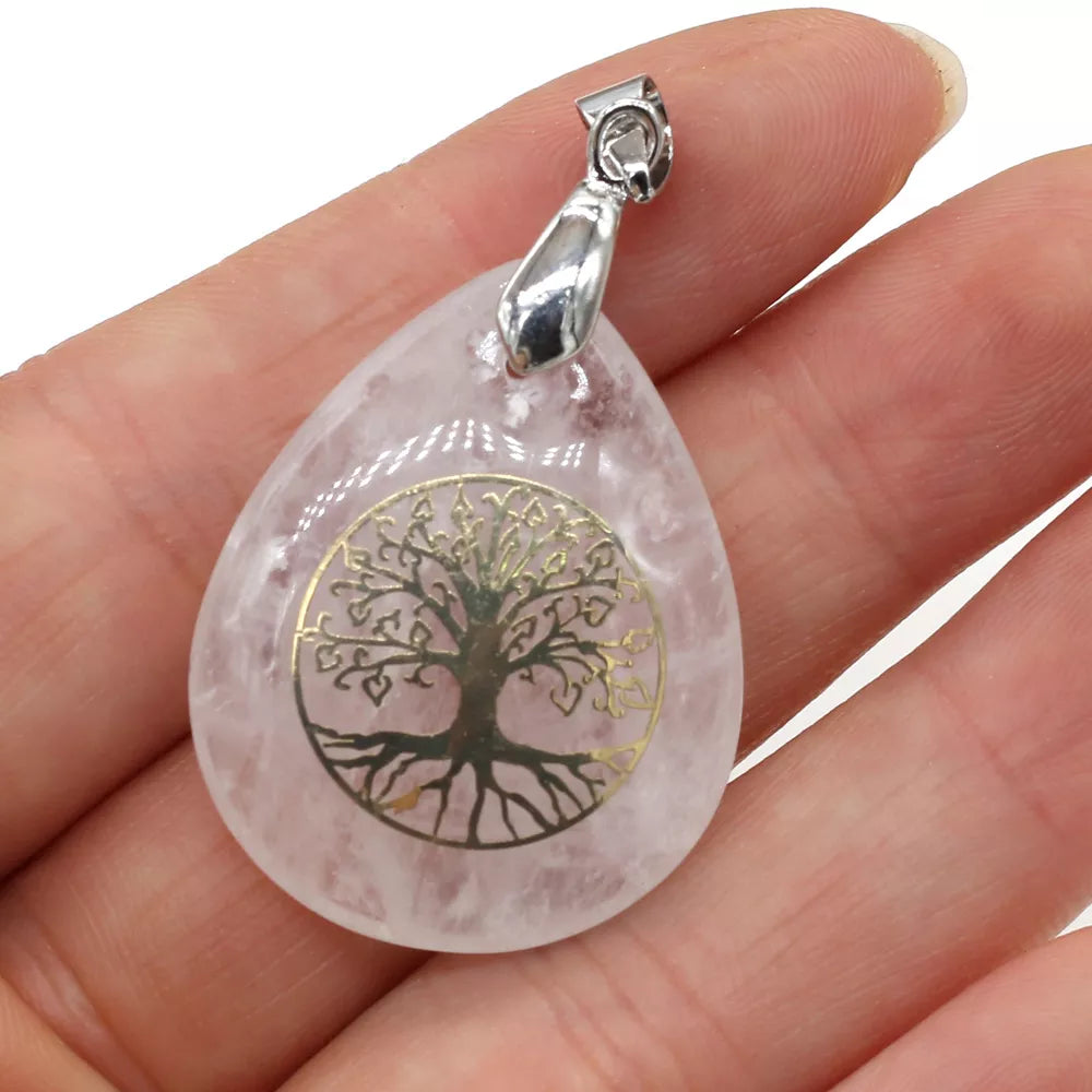 Natural Stone Ball Pendant Tree of Life