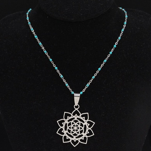 Silver & Gold Silver Flower of Life Pendant