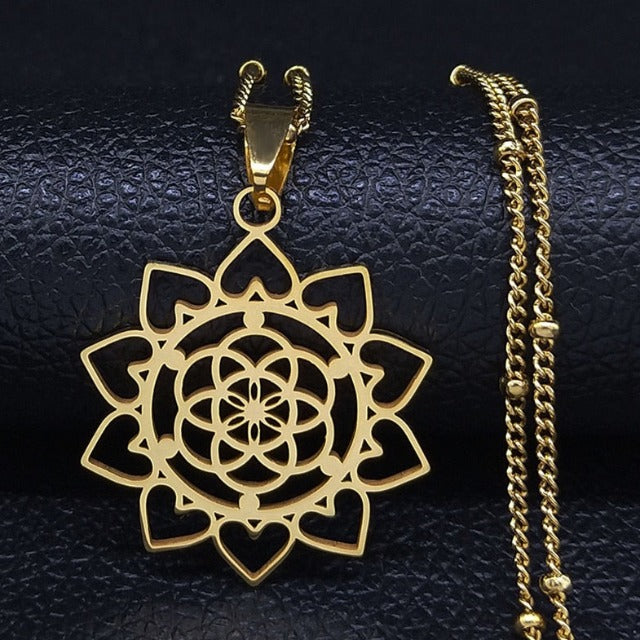 Silver & Gold Gold Flower of Life Pendant